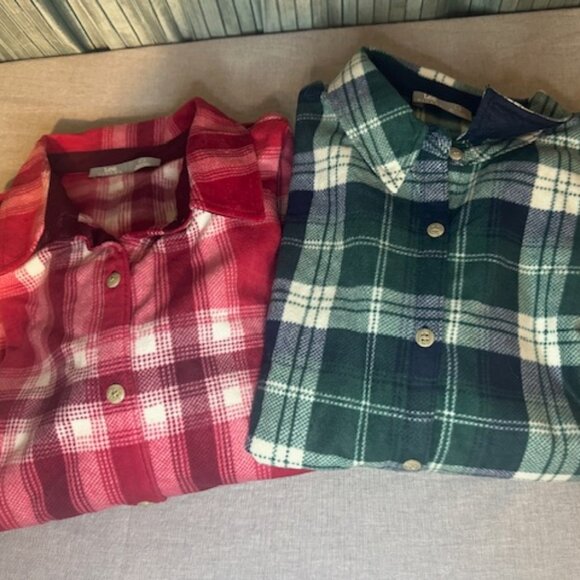NWT Lee Riders Flannel Shirts Lot of 2 Men’s XL Red & Green Plaid Long Sleeve - Picture 1 of 6